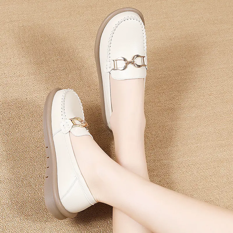 Round Head Women Casual Designer Women's Casual Shoes Flat Non Slip Lightweight Comfortable Set Wear Loafer Womens Single Shoes
