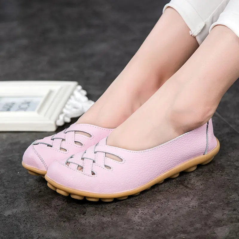 Genuine Leather Women's Shoes Flats Loafers ladies shoes Slip On Women's Loafers Femme Moccasins Female Ballet tenis feminino