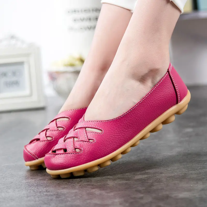 Genuine Leather Women's Shoes Flats Loafers ladies shoes Slip On Women's Loafers Femme Moccasins Female Ballet tenis feminino