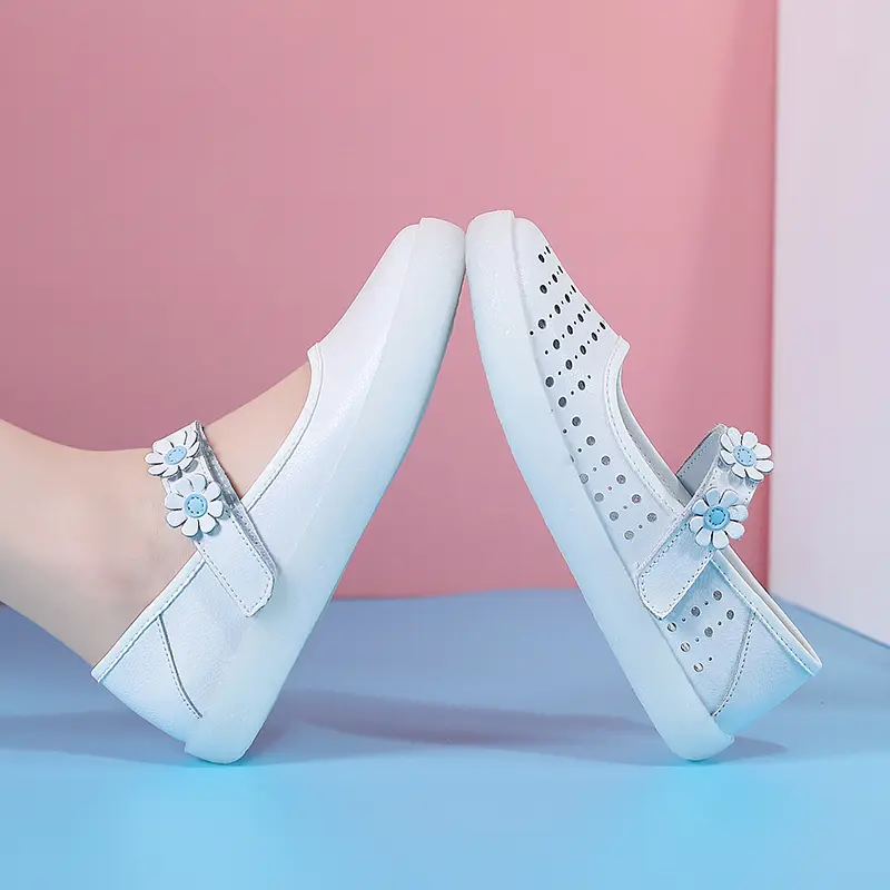 Womens Walking Shoes Fashion Hospital Comfort Nurse Shoe Non-Slip Breathable Leather Ladies Casual Shoes Flat Versatile Shoes