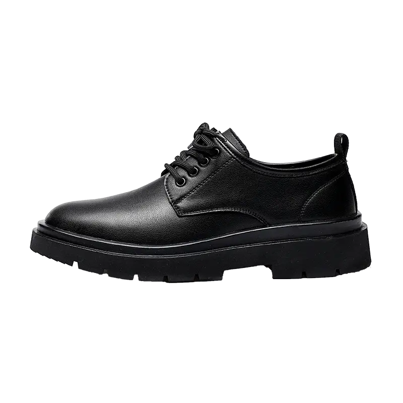 Mens Casual Shoes Business Leather Men Luxury British Style Loafers Thick Sole Flats British Casual Lace Up Single Leather Shoes