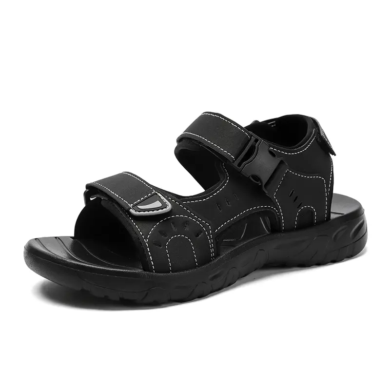 Summer Men Sandals PU Leather Lightweight Open Toe Flat Mens Casual Shoes Outdoor Walking Sandals for Men Beach Shoes