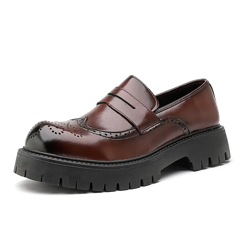 Black Brown Thick Sole Formal Leather Derby Shoes for Men Luxury Designer Platform Casual Shoes Wedding Dress Oxfords Shoes Man
