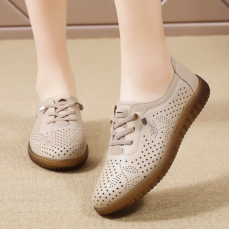 Genuine Leather Summer Loafers Women Casual Shoes Moccasins Soft Pointed Toe Ladies Footwear Women Flats Shoes White
