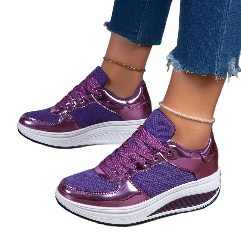 Purple Mesh Breathable Women Casual Sneakers Lace-up Vulcanized Shoes Ladies Platform Sneakers Female Shoes Plus Size Zapatos De