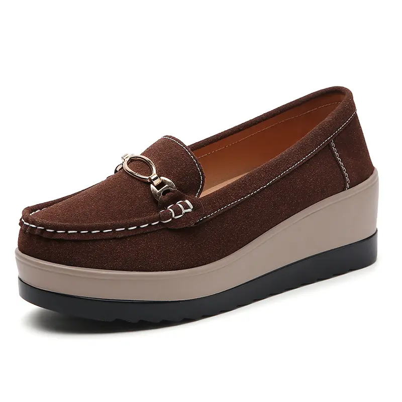 Women Flat Platform Loafers Ladies Elegant Suede Leather Moccasins Shoes Woman Slip On Moccasin Women's Black Casual Shoes