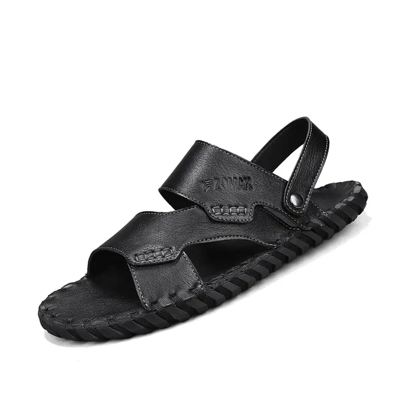 Men's Summer Crocodile Leather Sandals Trend Net Red Versatile Sandals Men Import Leather Slipper Male Sandals Personality Shoes