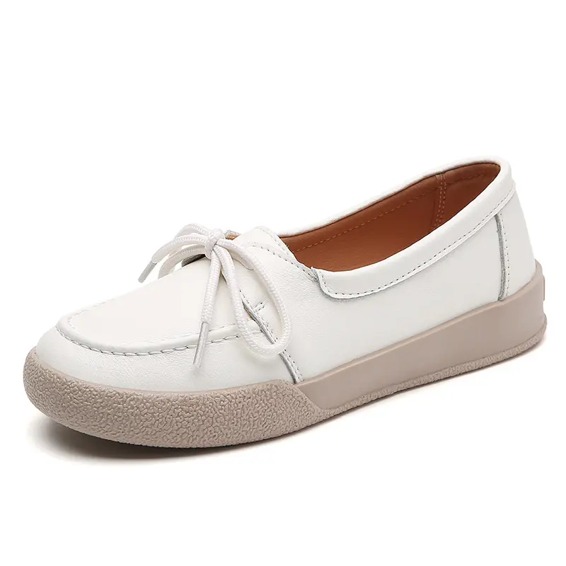 Round Head Women Casual Designer Women's Casual Shoes Flat Non-slip Lightweight Comfortable Set Wear Loafer Women's Single Shoes