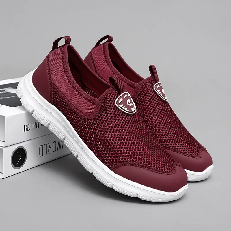 Plus Size Running Shoes Summer Sneakers Mesh Breathable Lightweight Walking Casual Slip-On Driving Women Loafers Men Size 48