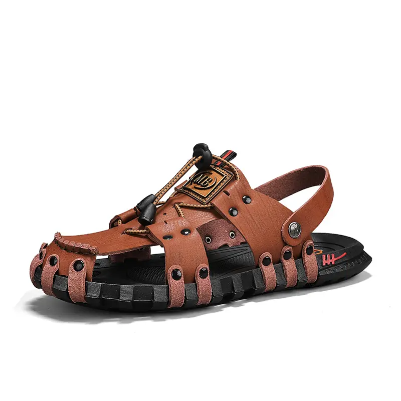 Hot Sale Men's Summer Sandals Breathable Leather Handmade Slippers Men Hand-made Beach Casual Shoes