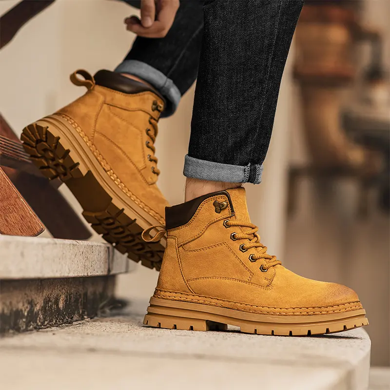 Men's Boots Autumn New High Top Walking Boots British Style Version Thick Soled Mens Sneakers Lace Up Anti Slip Motocross Boots