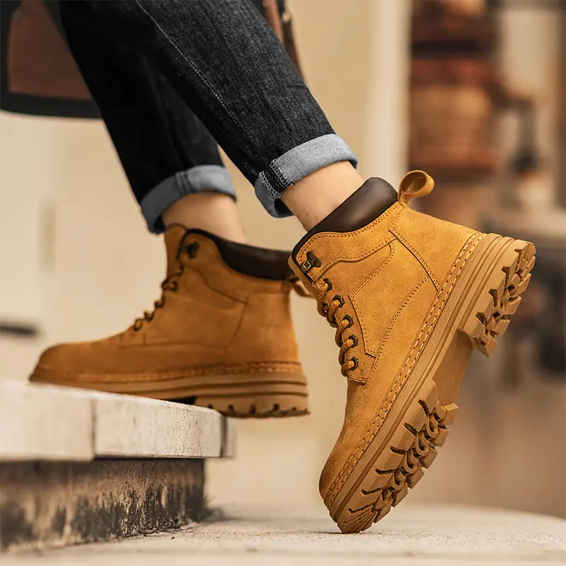Men's Boots Autumn New High Top Walking Boots British Style Version Thick Soled Mens Sneakers Lace Up Anti Slip Motocross Boots