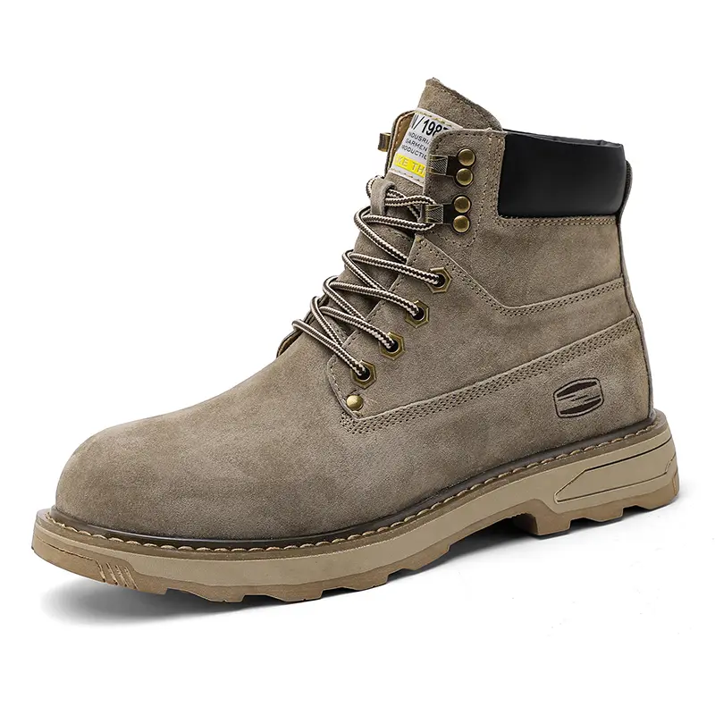 Autumn Winter Velvet Platform Boots for Men Designer Soft-soled Cow Suede Work Shoes Man Fashion Non-slip Yellow Ankle Boot Male