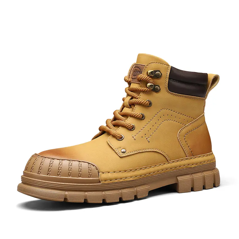 Genuine Leather Boots Men's Winter New Outdoor Workwear British Style Shoes Casual High-Top Motorcycle Boots Men's Fall Winter