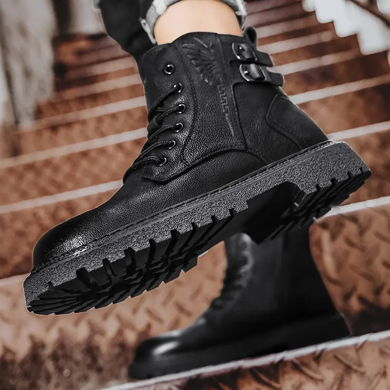 Men Ankle Boots Retro British High-top Men Boots Fashion High Quality Leather Shoes New Outdoor Men Motorcycle Boots