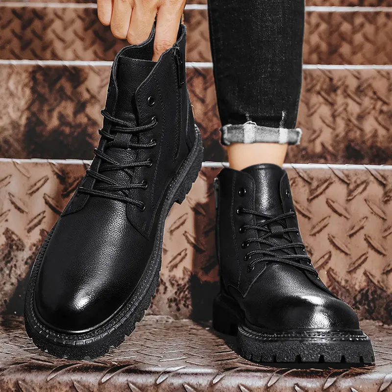 Men Ankle Boots Retro British High-top Men Boots Fashion High Quality Leather Shoes New Outdoor Men Motorcycle Boots