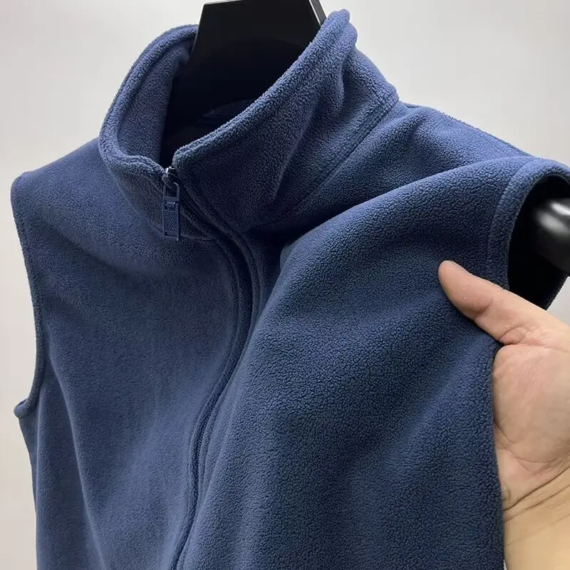 Double-Sided Fce Vest Men's Autumn Winter Thiened Wear-Resistant Svel Open Cardigan Outerwear Youth Casual Sle
