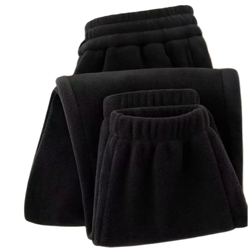 Double-Sided Fce Thiened Sweatpants Loose Men's Winter Warm Long Trousers Youth Casual Sle Elastic Waist Bla Pants