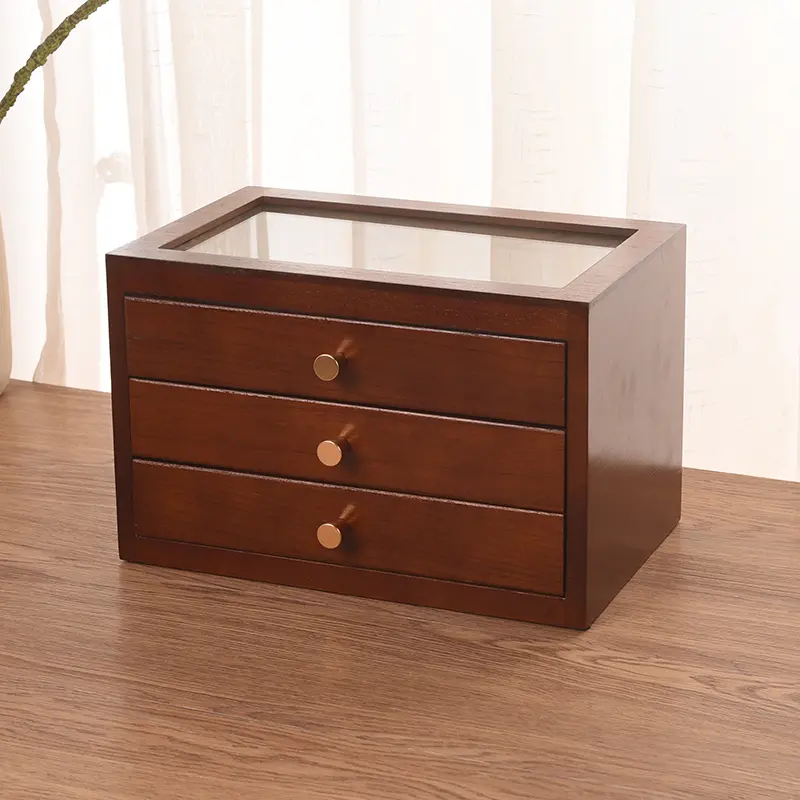 Ele Simple High-End  Wood European Tee Gold Jewelry Box Der Sle Wooden Jewelry Storage Box Luxury