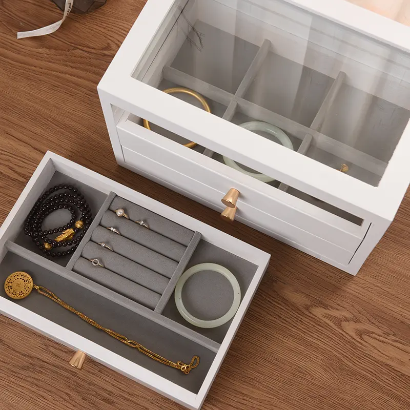 Ele Simple High-End  Wood European Tee Gold Jewelry Box Der Sle Wooden Jewelry Storage Box Luxury