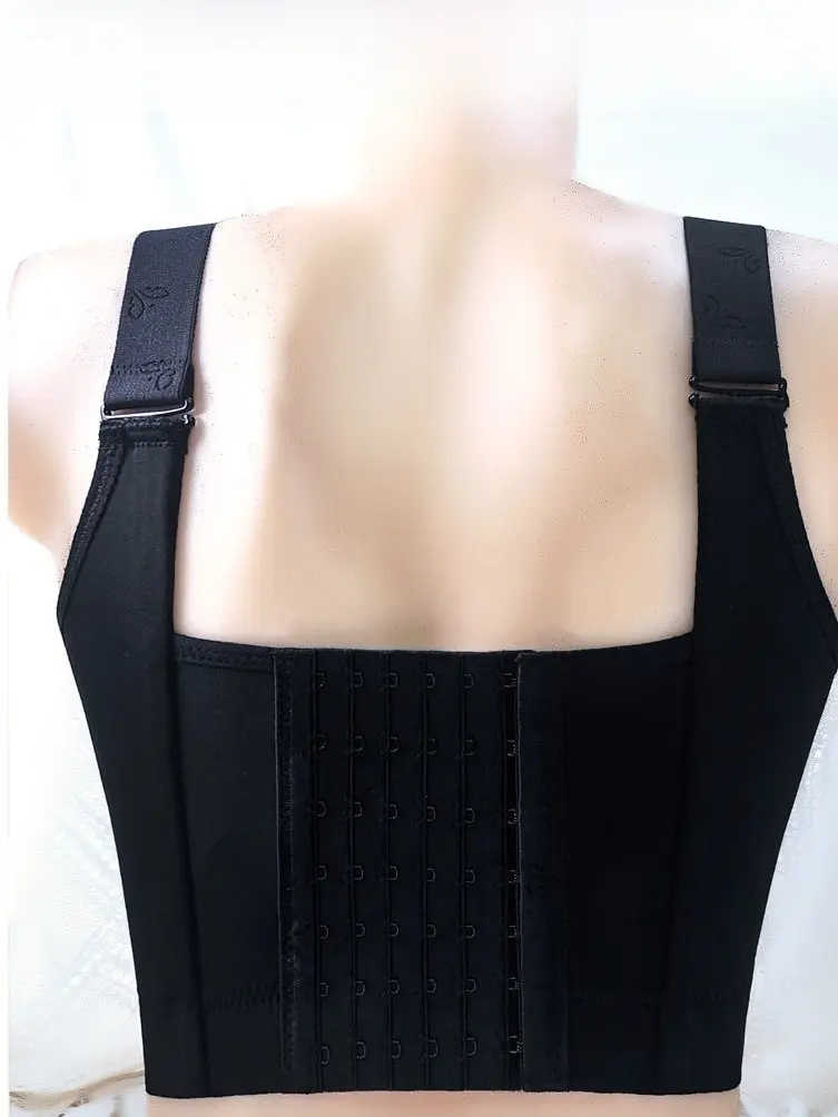 Large Size Seven Button No Steel Ring Gathered Bra Corrective Side Lift Anti-Sagging High Side Ratio Mid-Thi Cup Women's Un...