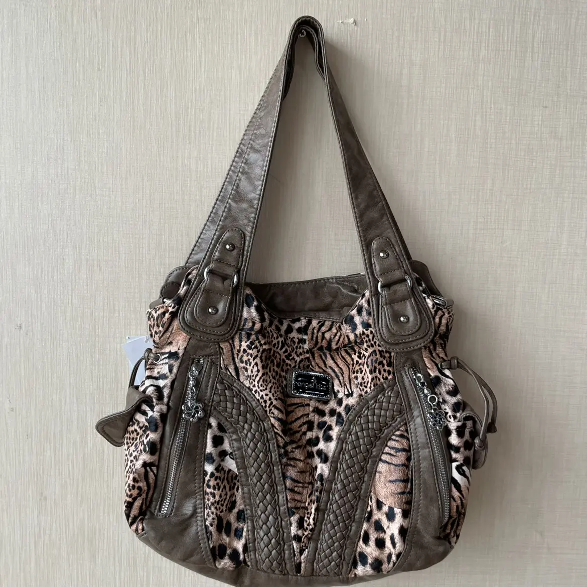 Angel Kiss Y2K Tie Dye Leopard Print Millennium Crossbody Bag Briti Sle Motorcycle Bag Casual Pure Color Mixed Material