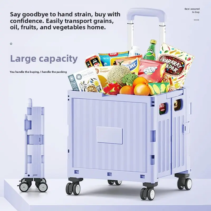 Portable Lightweight Hand-Pulled op Cart Vegetable Bung Car Foldable Small Trolley Convenient for Indoor And Outdoor Use