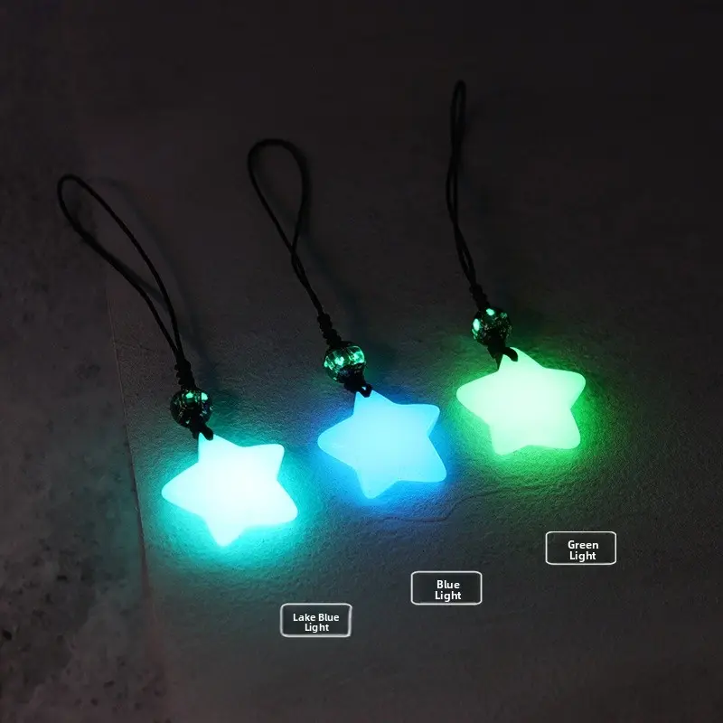 Luminous Star Couple Pendants Mobile Phone Chains Glowing Stones Night Pearls Men's Sle Keychain Bag Decorations Multifunct...