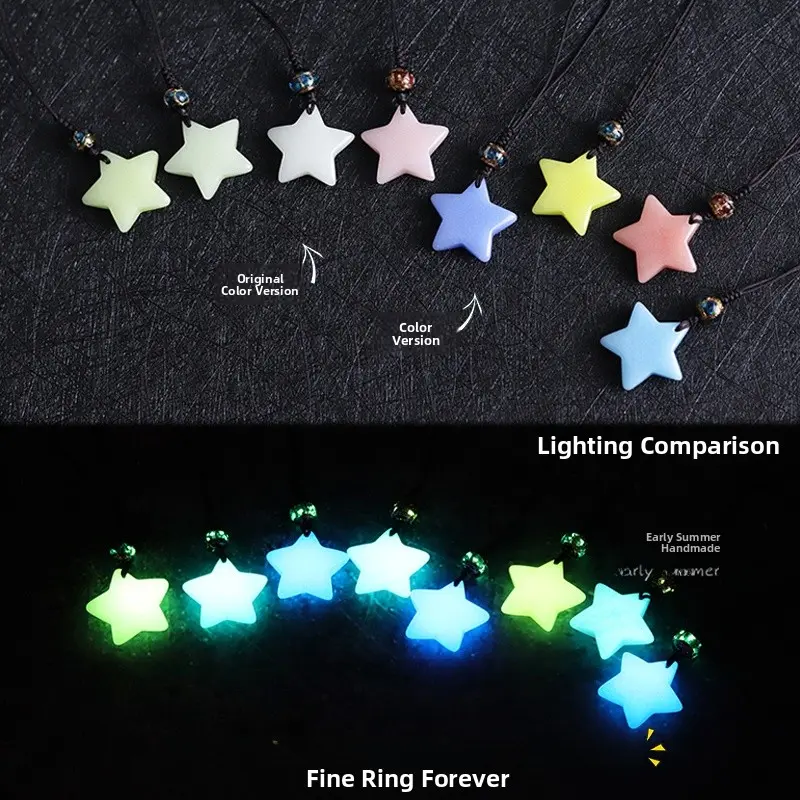 Luminous Star Couple Pendants Mobile Phone Chains Glowing Stones Night Pearls Men's Sle Keychain Bag Decorations Multifunct...