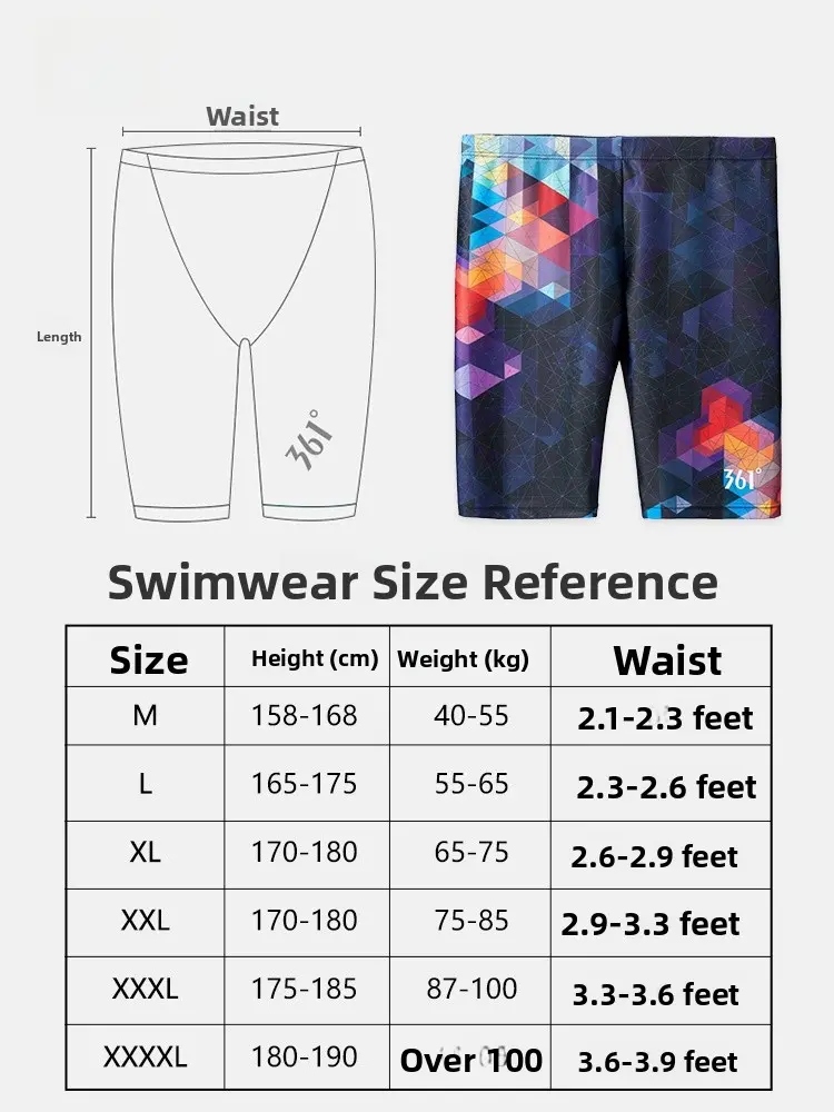36 Men's Swimming Trunks Profional Flat Angle Knee Length Warm Spring Swimwear Anti-Embarrassment Five-Part Design