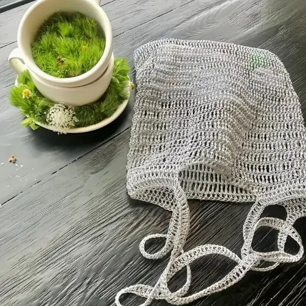 Silver Core Yarn Fla Silver Handmade Crochet Bag Gold Silver Tead DIY Clothing Fabric Summer 2025 Filofilu Brand