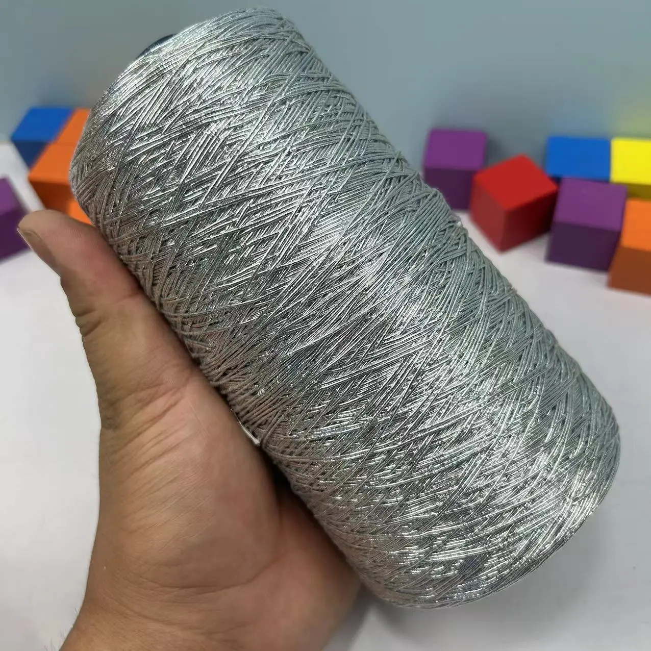 Silver Core Yarn Fla Silver Handmade Crochet Bag Gold Silver Tead DIY Clothing Fabric Summer 2025 Filofilu Brand