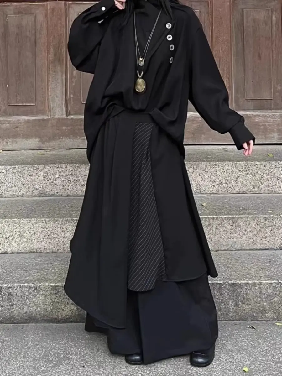 Loose Wide Leg Pants Men Women Samurai Pants Drapey Sle Straight Cut Trousers for Hair Sts Casual Spring Summer