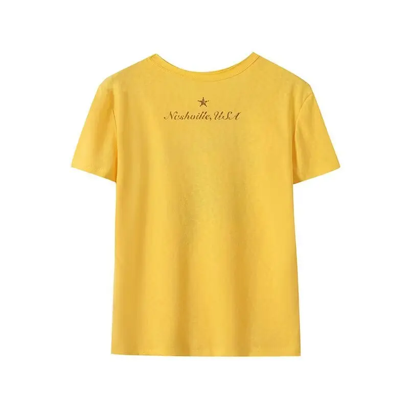 Summer New Women's Comfortable Cotton T-irt round Ne ort Sve Printed Versatile Top Breathable Sweat Absorbent Casual...