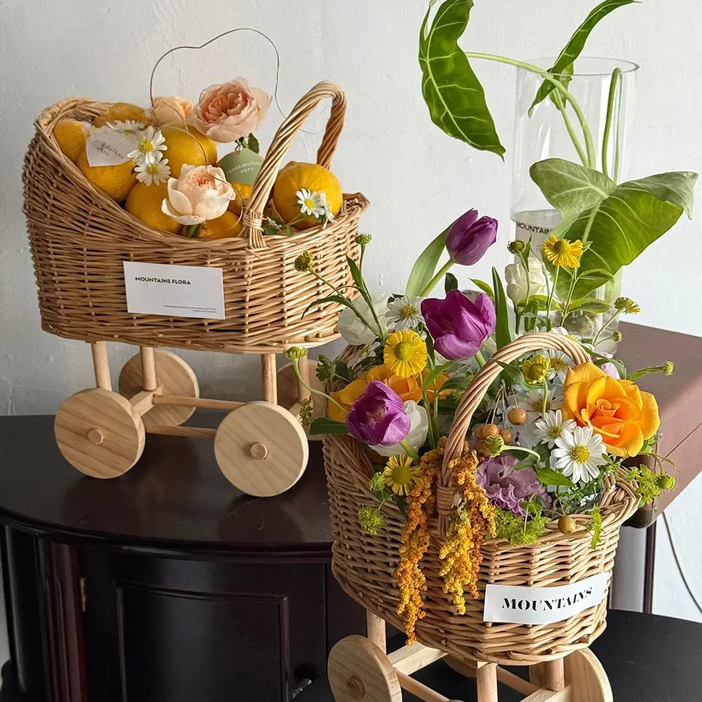 Handheld Wier Flower Basket Fre Flower Bouquet Arrangement Carrng Basket Egg aped Postpartum Handmade DIY Floral Art ...