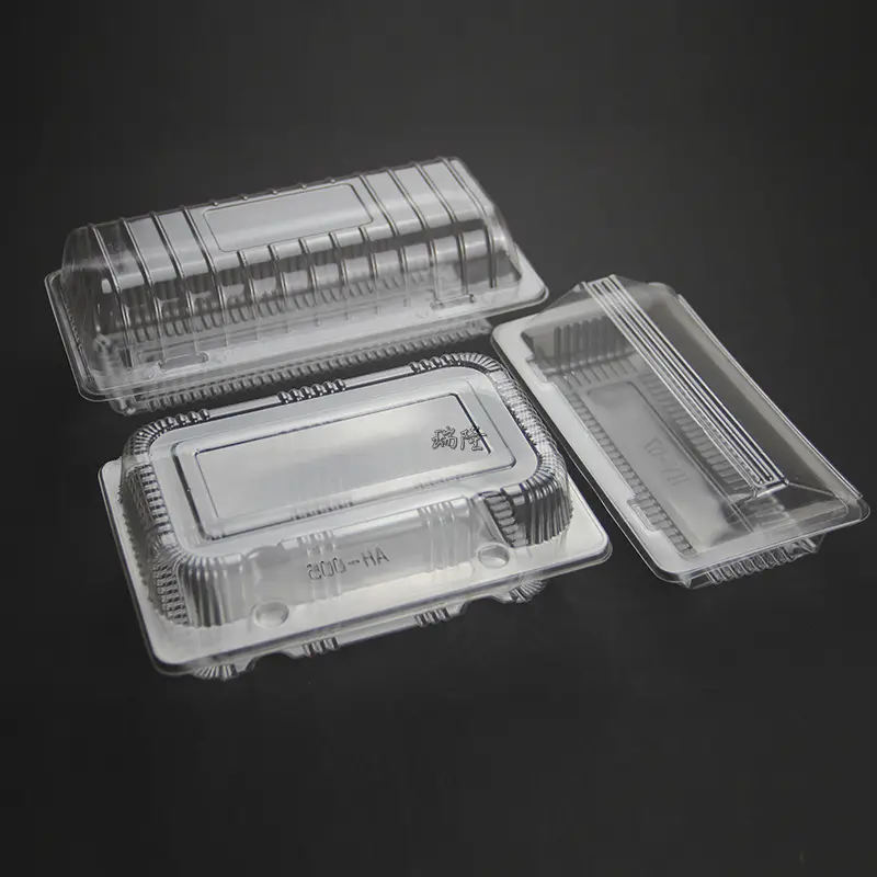 Disposable Square Plastic Box Transparent with Lid Pastry Takeaway Paaging Cake Box Rectangular Commercial Use Kitchen Cooking
