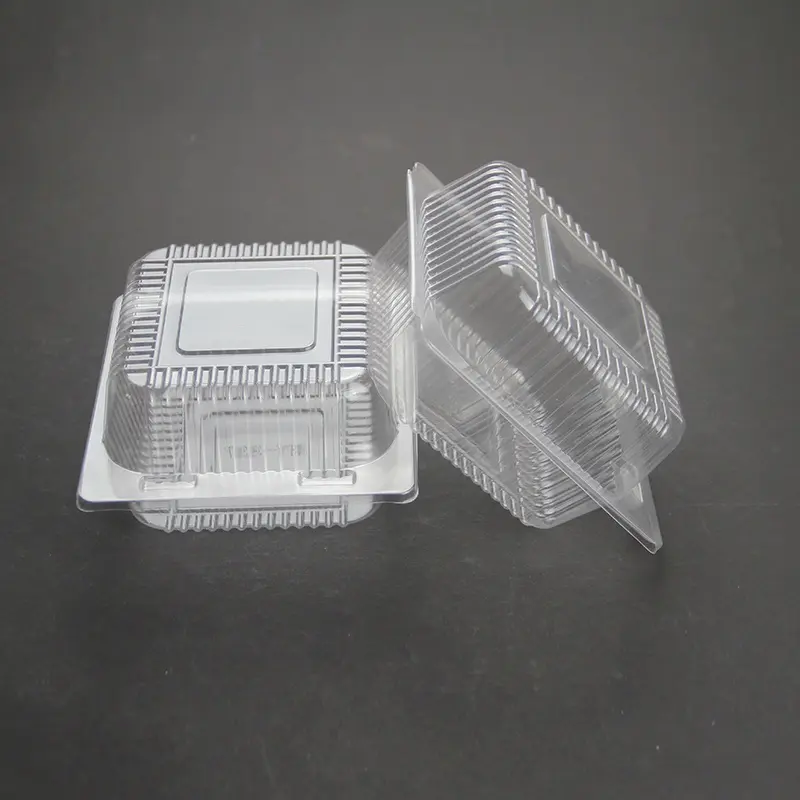 Disposable Square Plastic Box Transparent with Lid Pastry Takeaway Paaging Cake Box Rectangular Commercial Use Kitchen Cooking
