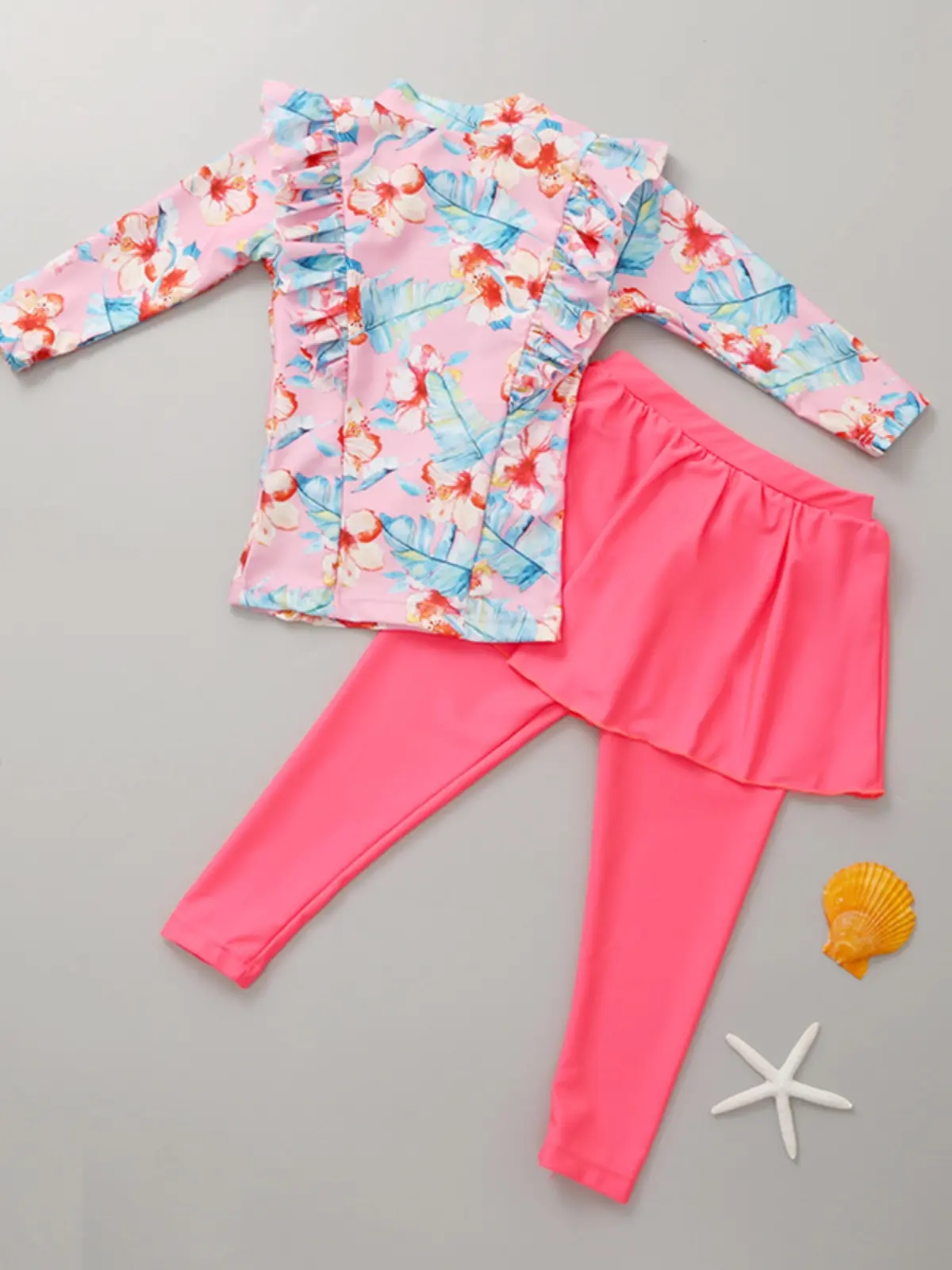 Qui Dry Conservative Children's Swimming Suit Baby Sun Protection Swimsuit Girls' Two-Piece Swimwear for Kids