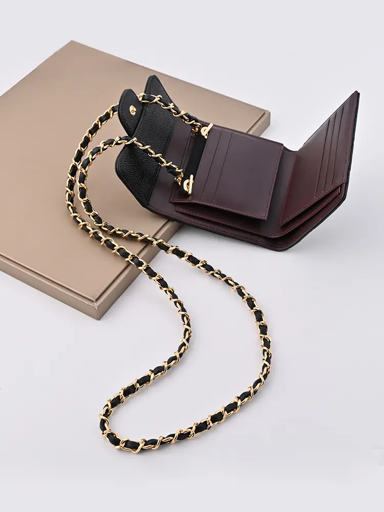 ort Tee-Panel Wallet Reconstructed Bla Caviar Crossbody Bag Lychee Pattern Leather Chain Strap Handbag by San Geng Tu