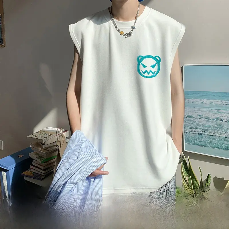 American Sle Devili Tank Top Men Summer Loose Svel T-irt Trendy Baskeall Fitn oulder Exercise Upper Apparel