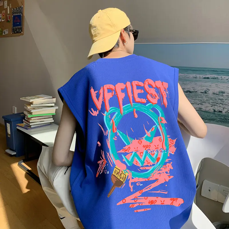 American Sle Devili Tank Top Men Summer Loose Svel T-irt Trendy Baskeall Fitn oulder Exercise Upper Apparel