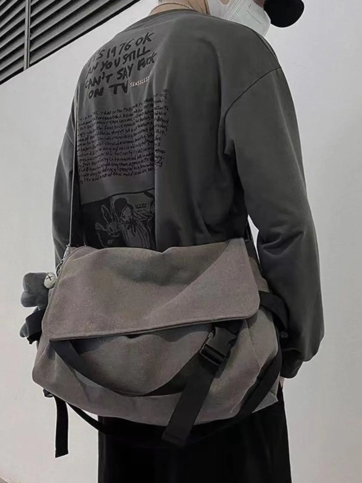Casual Canvas Crossbody Bag for Men Single oulder Bag Travel Class Student Cloth Outdoors Street Trend  Color Pure Scene