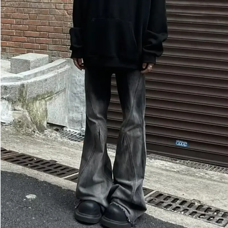 adient Dyed Men's Jeans High Street Sle Slimming Micro Flared Trousers Trendy Color Blo Design Casual Long Pants
