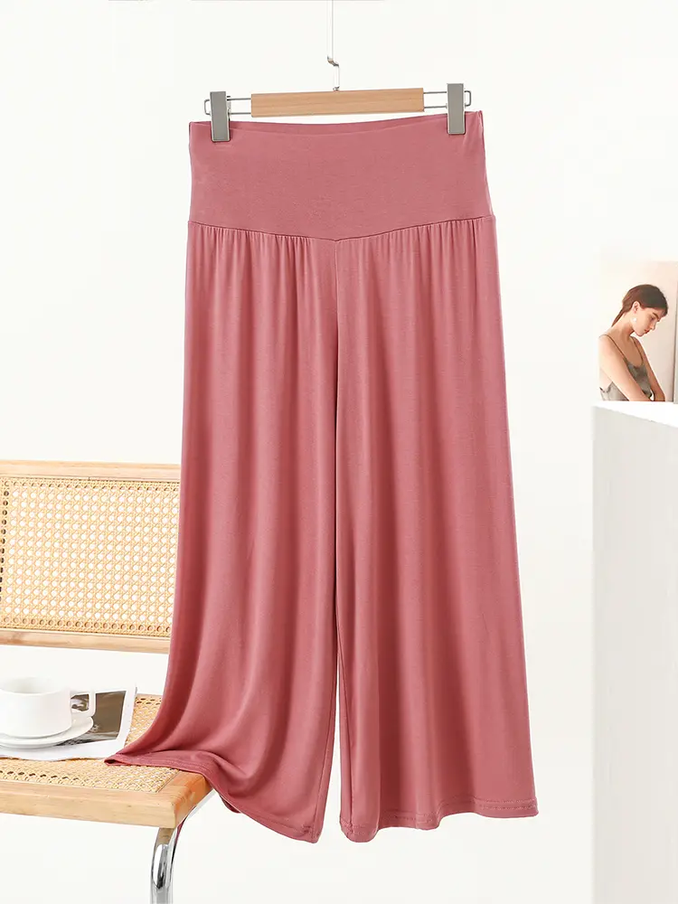 High Waist Wide Leg Pants Women's Summer Thin Loose Casual Straight Modal Seven-Footed orts for Dancing And Outdoor Wear