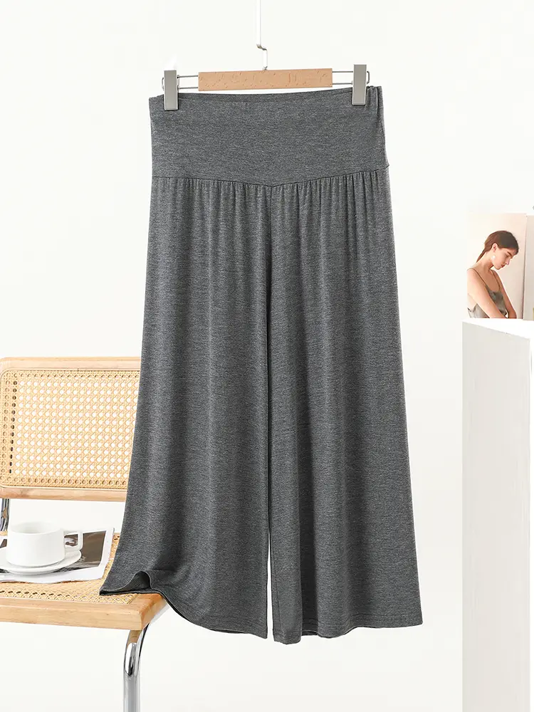 High Waist Wide Leg Pants Women's Summer Thin Loose Casual Straight Modal Seven-Footed orts for Dancing And Outdoor Wear