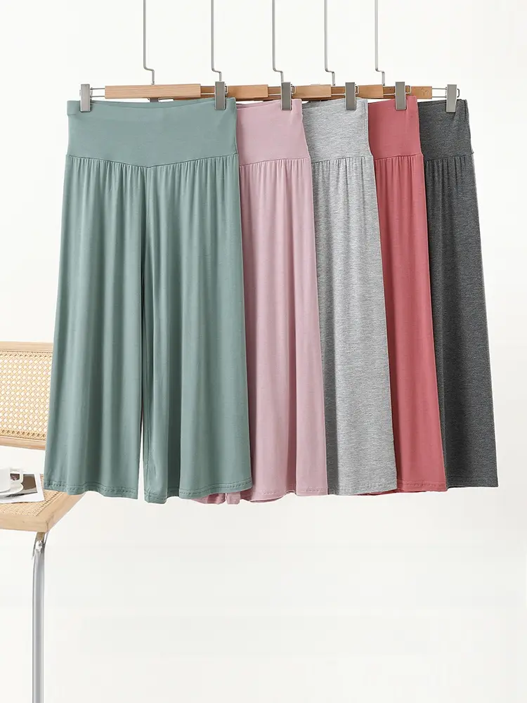 High Waist Wide Leg Pants Women's Summer Thin Loose Casual Straight Modal Seven-Footed orts for Dancing And Outdoor Wear