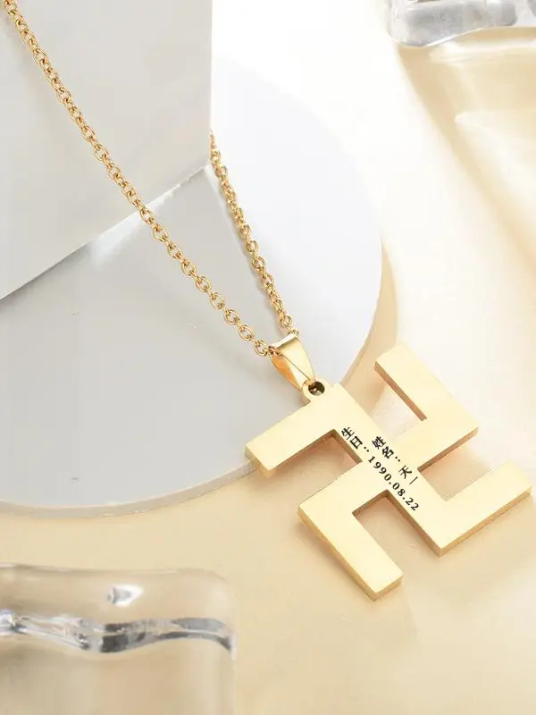 Titanium Steel Faion Nelace Men's Women's Good Lu Character Pendant Collarbone Chain Vintage Sle Fre out