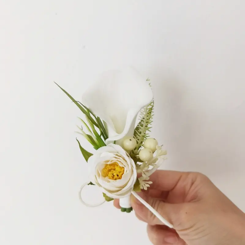 White Tulip Lily of the Valley omsmen Best Men Wedding Bouquet Buttonhole Flowers Par Photoaphy Celebration Supplies