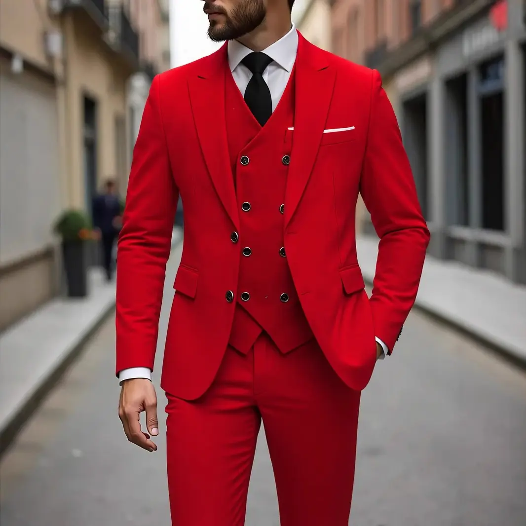 Classic Wedding Tuxedos Slim Fit Bridegroom For Men 3 Pieces Groomsmen Suit Male Formal Business Men Suits(Jacket+Vest+Pants）