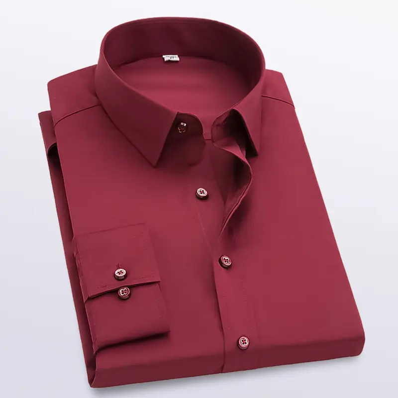 Shirts Men Long Sleeves Stretch Dress Shirt Casual Men's Shirt 2024 Spring Fashion Solid Color Mens Slim Fit Elastic Shirts